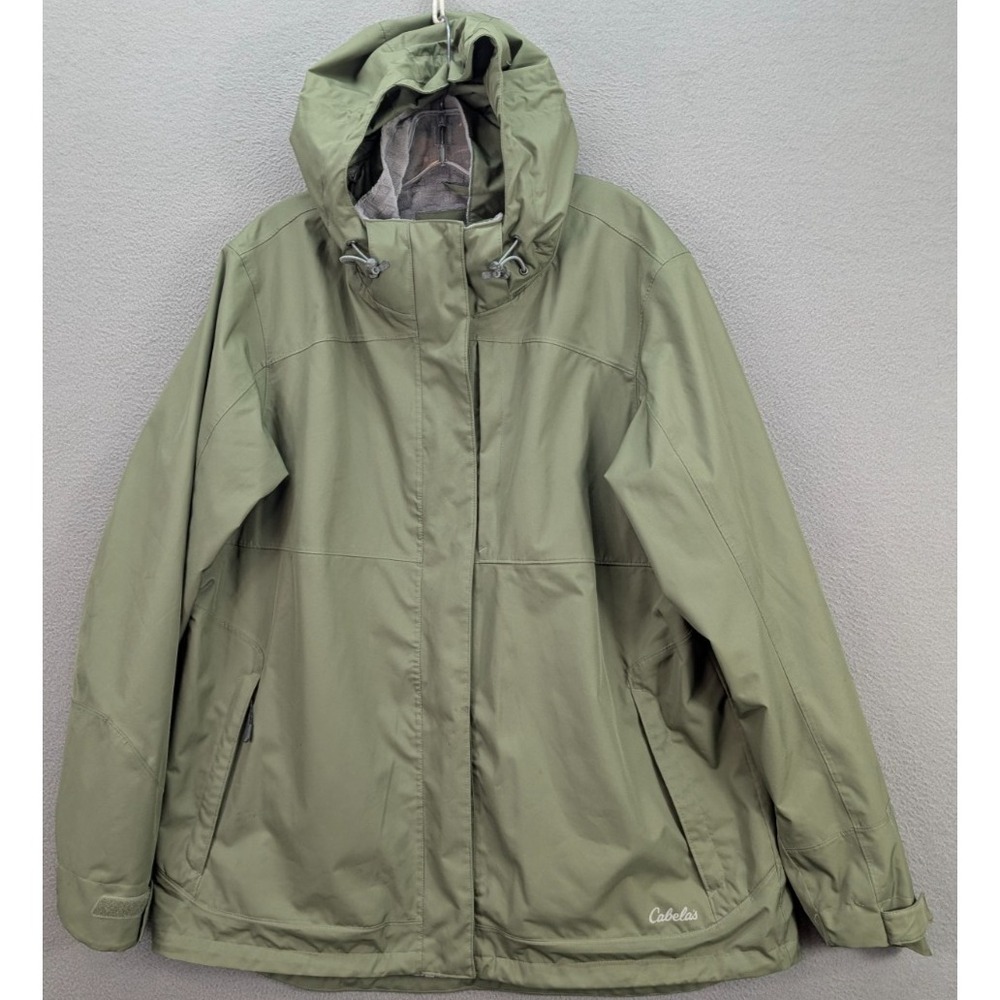 Cabela's Ski Windbreaker Fleece Jacket Men's Sz XL Green Hooded Raincoat Outdoor - Picture 4 of 16